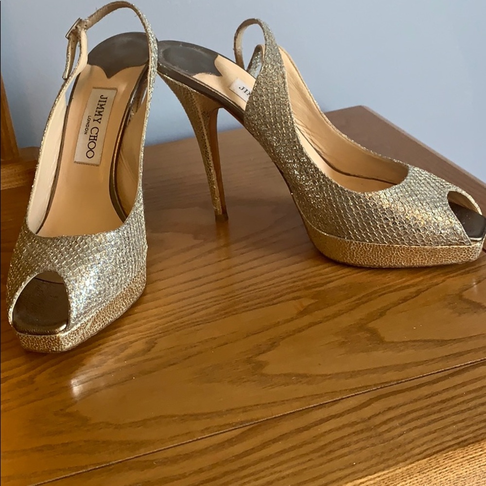 Jimmy Choo peek-a-boo toe pumps